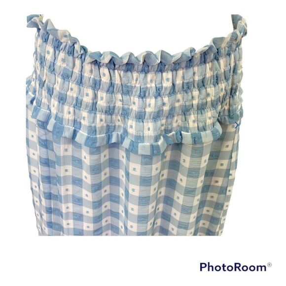 Top Shop Gingham smocked midi skirt NWOT size 4 - Picture 3 of 4